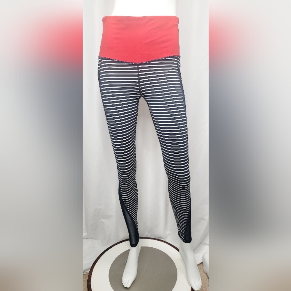 Mono B Navy and White Striped Leggings